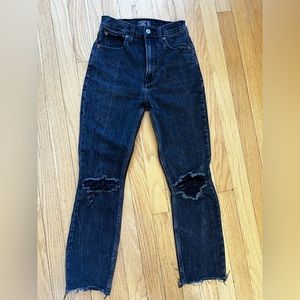 High rise black denim mom jeans